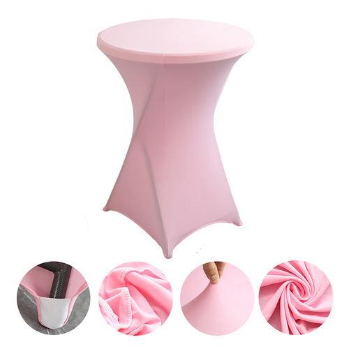 Manufacturer wholesale high-end hotel wedding decoration cocktail bar table cover solid color polyester round banquet elastic table cover