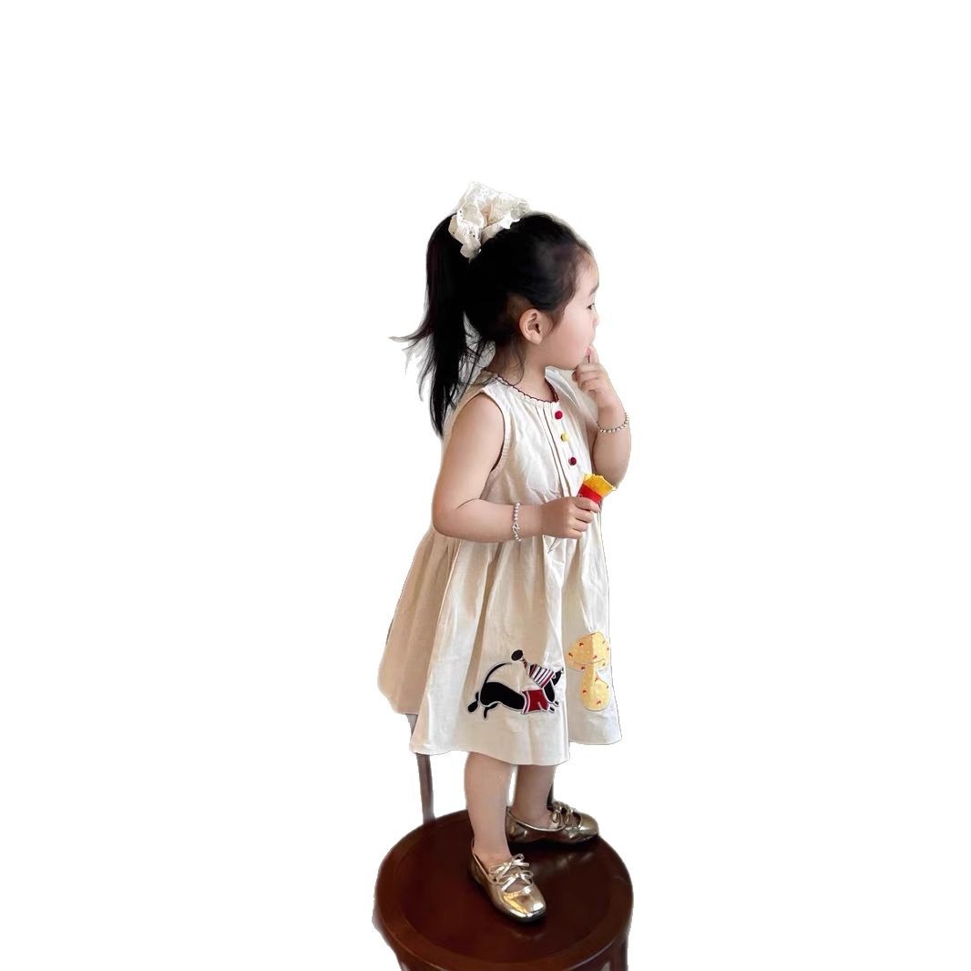 106059819@qq.com Girls' 2025 New Summer Fashionable Children's Bowknot Cute Sleeveless Vest Princess Dress_voghion.com