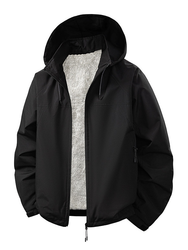 Large Size Cross-Border Jacket for Men, Autumn and Winter Sports Outdoor Workwear Hooded Softshell Windproof Jacket Mountain-Style Outdoor Jacket