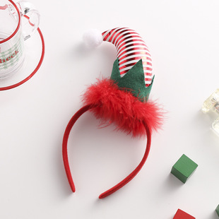 Cross-Border New Christmas Striped Headband Factory Direct Sales Christmas Cartoon Headband Manufacturer Wholesale Gift Decorations