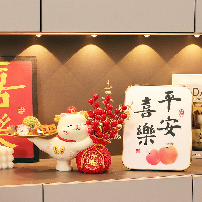 招财猫乔迁之喜新居摆件客厅布置搬家礼品玄关钥匙收纳装饰品摆设|undefined