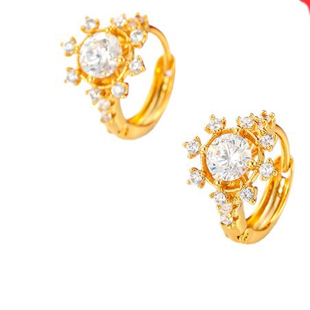 Xuping aleación de cobre de moda chapado 24k color europeo y americano incrustado transfronterizo zircon nicho ligero de lujo pendientes de copo de nieve personalizados