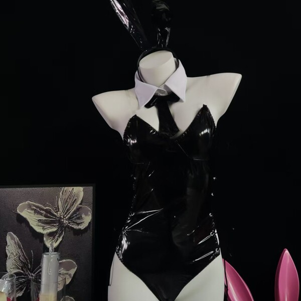 Sexy underwear female PU conjoined sexy soft cute leather rabbit…