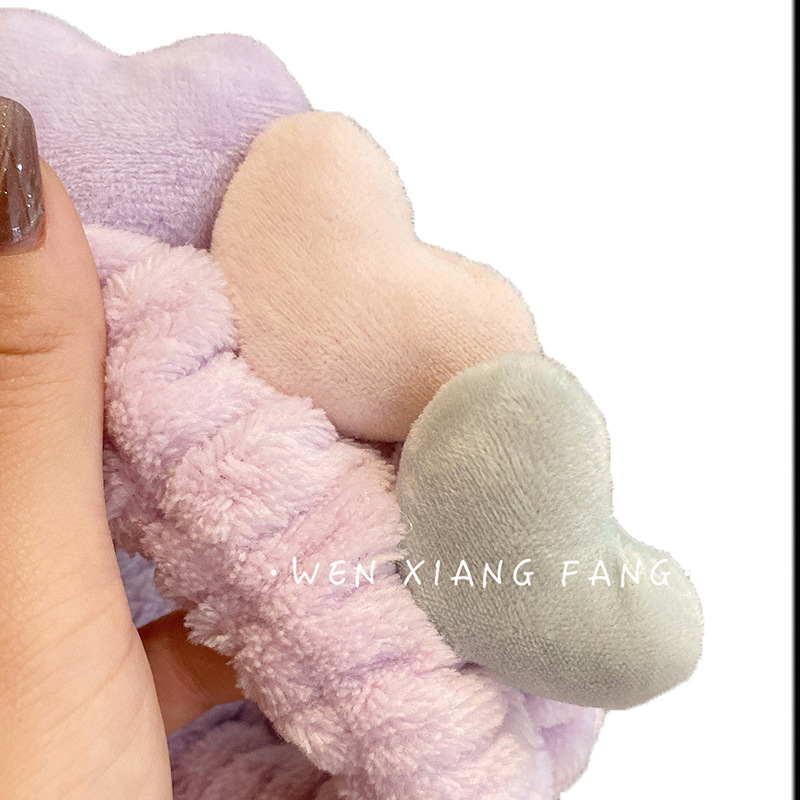 Lavar la cara correa de cabello para mujeres coreanas lindas red pequeña banda de cabeza de amor antideslizante método de presión de máscara facial correa de cabello simple tocado