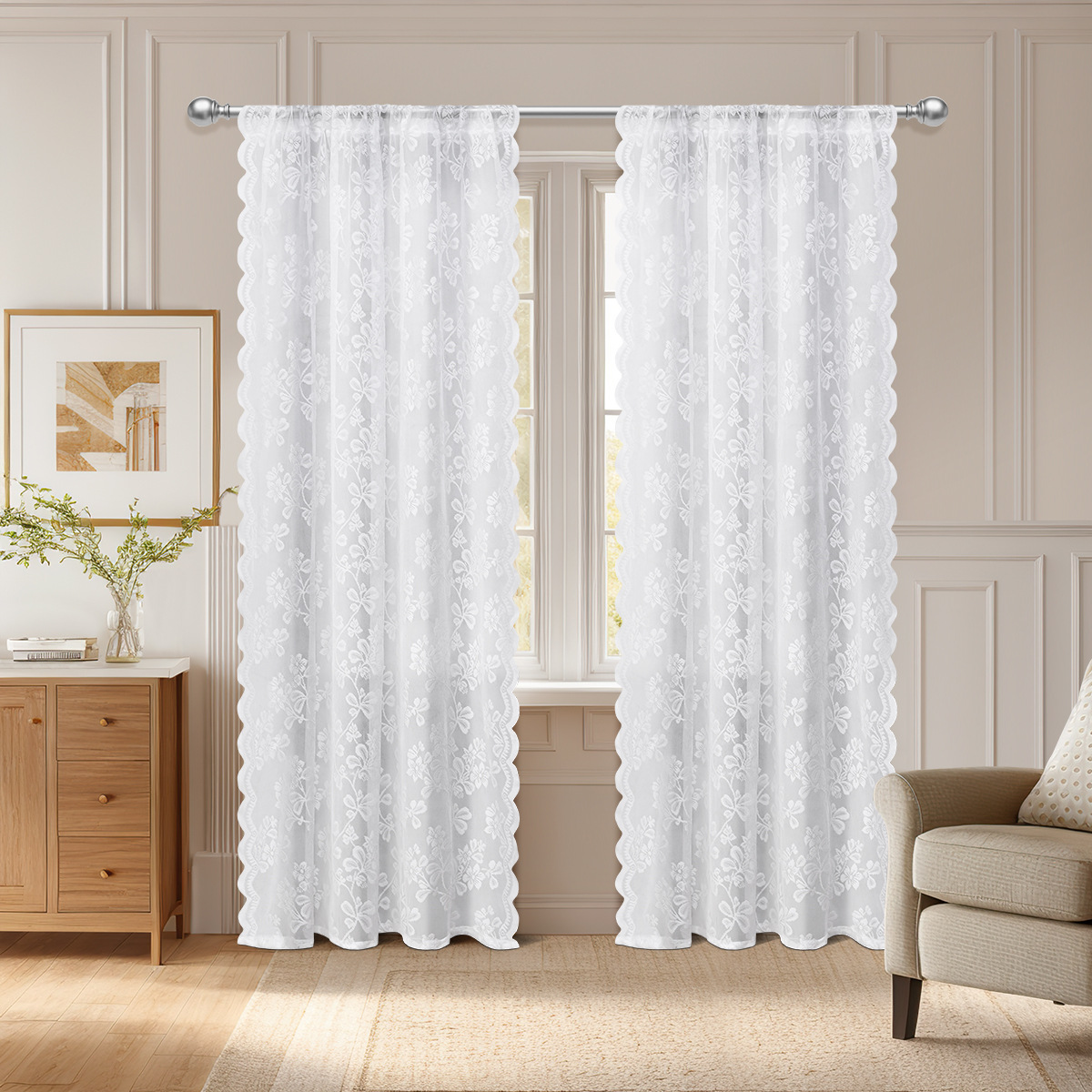 Flor transfronteriza de estilo coreano cortinas de encaje Amazon fabricantes al por mayor