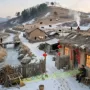 雪景客厅墙上农家小院贴纸