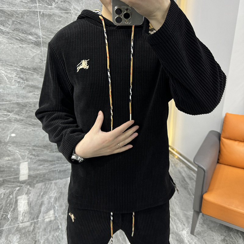 Spring 2024 New Men's Two-Piece Suit Long-Sleeved Fashionable Fleece Casual Sweatshirt Fashionable Loose Straight-Angle Pants Spring 2024 New Men's Two-Piece Suit Long-Sleeved Fashionable Fleece Casual Sweatshirt Fashionable Loose Straight-Angle Pants