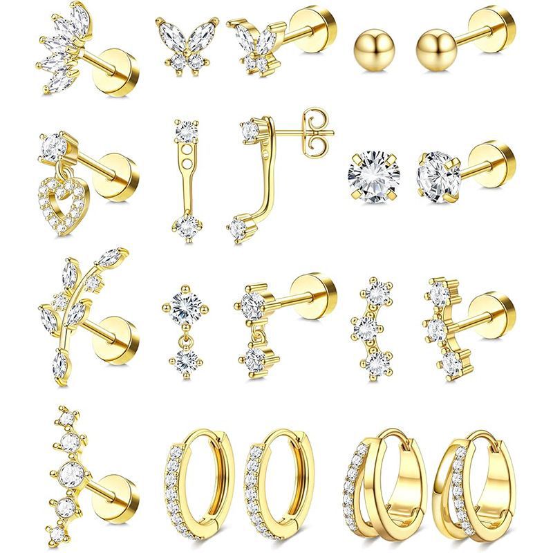 Amazon's Best-Selling 20-Piece Stainless Steel Earring Set, Butterfly Style Ear Studs, In-Stock Direct Sales Amazon's Best-Selling 20-Piece Stainless Steel Earring Set, Butterfly Style Ear Studs, In-Stock Direct Sales