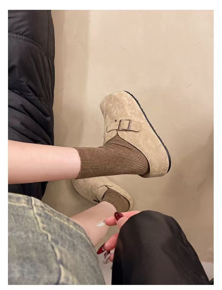 Women's Platform Heel Slippers Retro Slip-on Soft Non-slip Shoes_voghion.com
