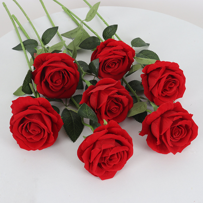 Simulación franela rosa Día de San Valentín chino Decoración de bodas en el hogar Flor falsa Flor rosa Pared Cascada Flor artificial