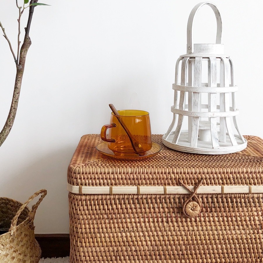 Handwoven Rattan Storage Basket With Lid And Inner Lining_voghion.com