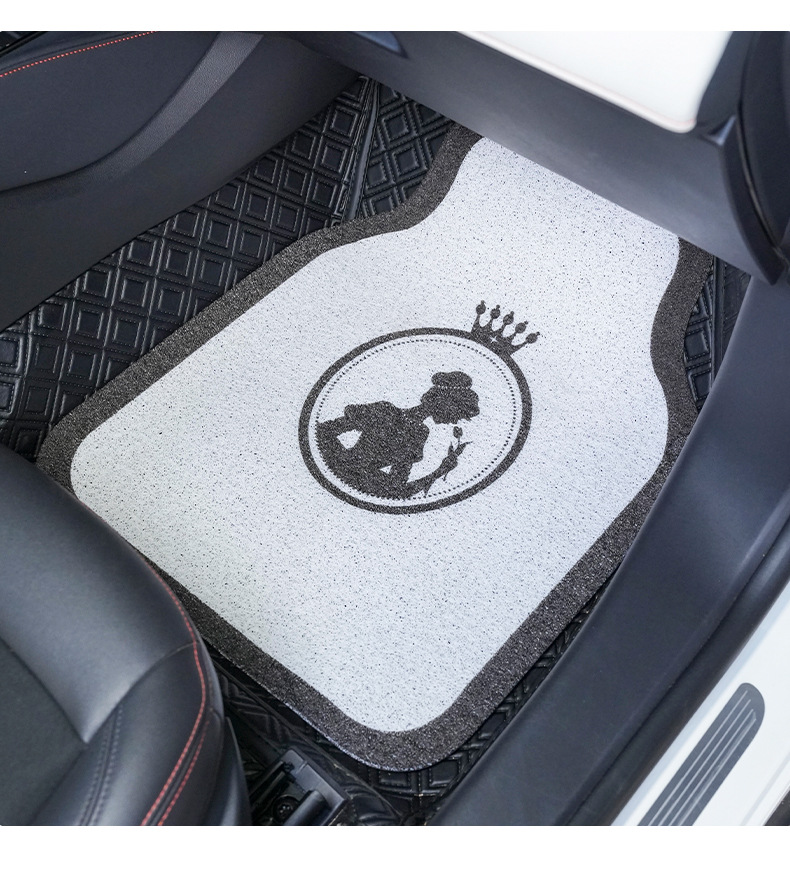 Car Mat Silk Ring Crown Printing Anti-Dirty Waterproof Car Mat Fashion Goddess Car Decorative Mat Women