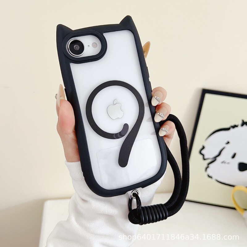 适用iPhone17Pro手机壳ins风猫耳朵磁吸充电苹果15/14硬壳亚克力|undefined