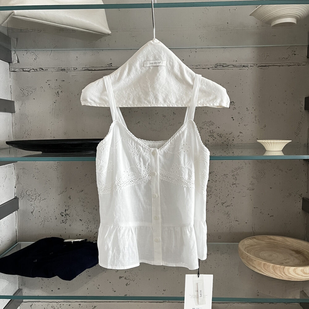 Set váy hai dây và chân váy maxi linen phong cách Hàn Quốc — Sling trắng, Trắng nửa váy