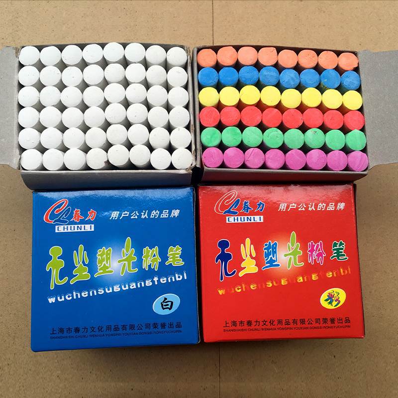 Chunli Brand White Colorful Dust-Free Glitter Light Chalk for Teachers, Children's Drawing, Office, Round Chalk Wholesale