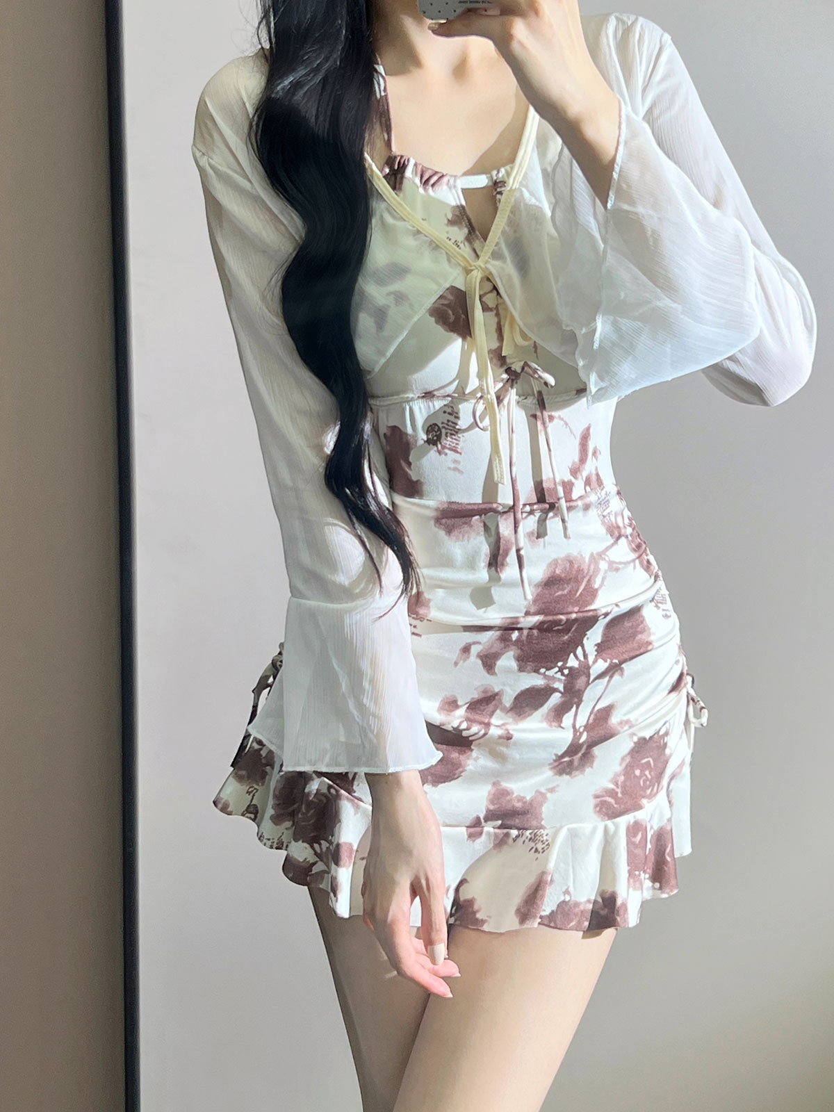Korea ins verano traje de dos piezas retro sexy delgado que cubre el vientre blusa falda traje de baño de una pieza traje de baño mujer