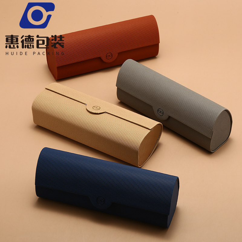 New Embossed Castle Handmade Box Glasses Case Sunglasses Myopia Glasses Case Leather Pressure-Resistant