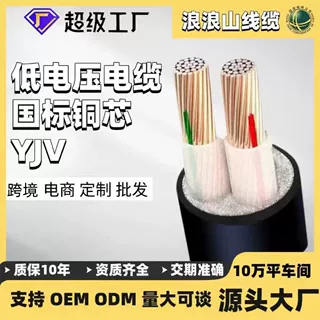 定制国标电线电缆纯铜ZR-YJV2芯10～300平无氧铜户外架空电力电缆