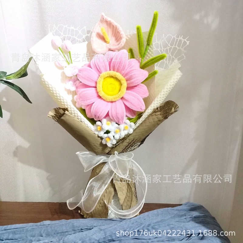 完成品ツイストスティックフラワーブーケ手作り模擬花ひまわり卒業シーズンギフトクラスメートや教師へのギフト卸売|undefined