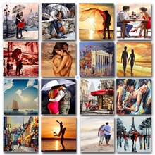 Couple Oil Painting By Numbers Lover Set Acrylic Paint For