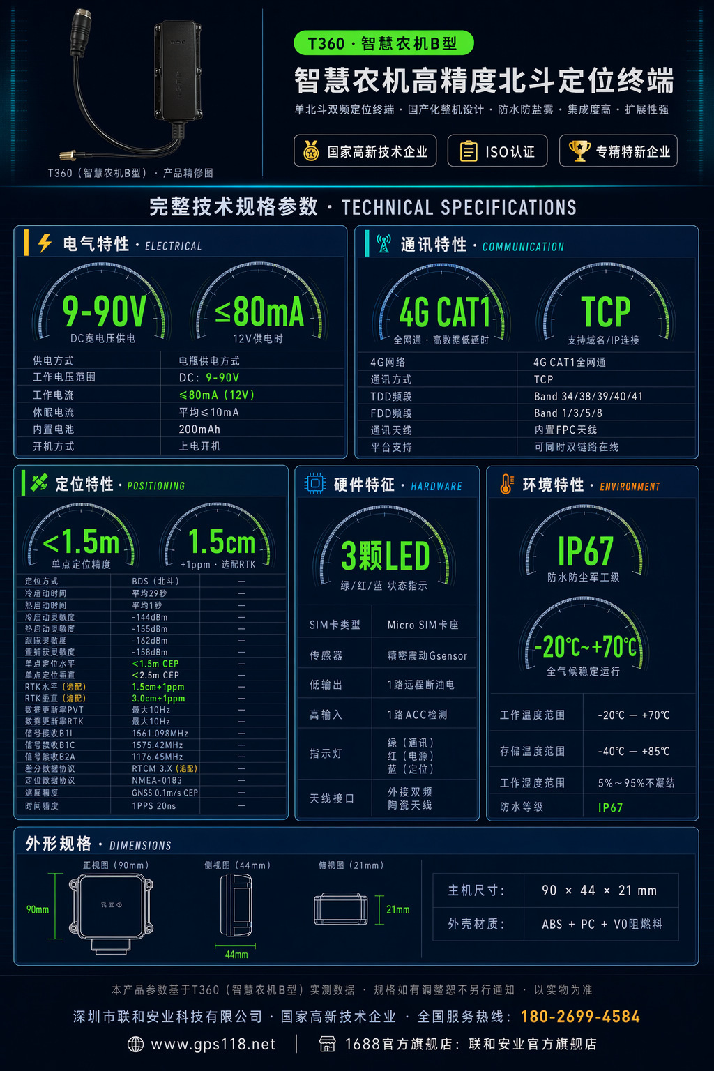 4G Beidou Agricultural Machinery Locator for Monitoring Sowing and Rotary Tilling Operations, Beidou Locator for Agricultural Machinery