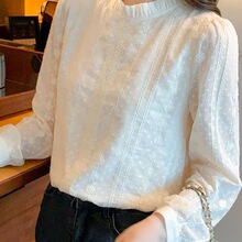 洋气雪纺衫袖小衫蕾丝打底女装时尚春秋新款长内搭上衣气质欧美