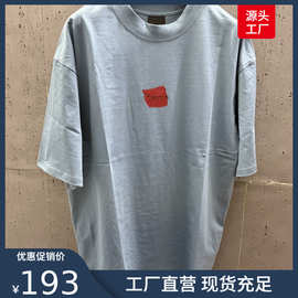 现货正确版本B家新款刺绣logo红胶带短袖T恤宽松版型男女同款