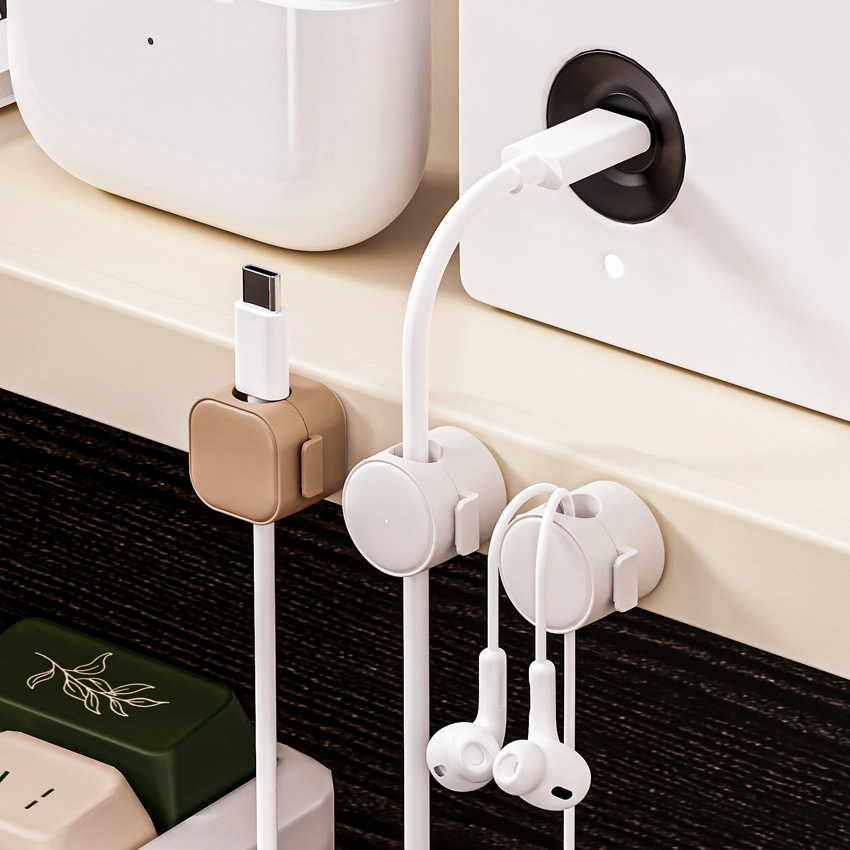 Multi-functional paste cable organizer data cable storage mobile phone cable charging cable holder universal desktop non-punch line