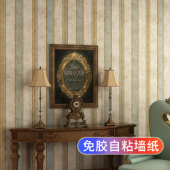 American Country Retro Nostalgic Self-Adhesive Bedroom Wallpaper for Living Room and Study, Vertical Striped Background Home Decor Wall covering