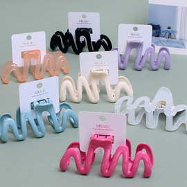 卡装 奶油色系甜美波浪抓夹发量多大号后脑勺鲨鱼夹少女盘发夹