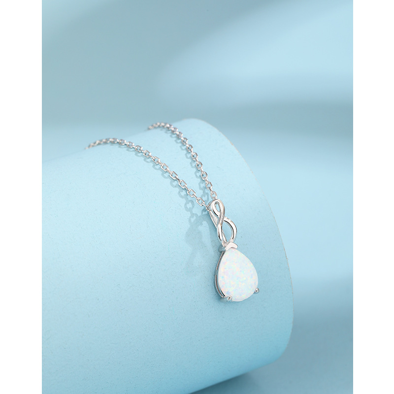925 plata esterlina gotas de agua collar Opal para mujeres nicho temu nicho de alto nivel Opal colgante cadena clavícula
