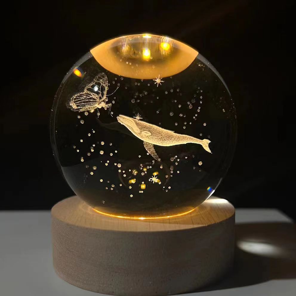 星空宇航员白水晶球发光3d内雕小夜灯桌面摆件七夕情人节礼纪念物 - 9