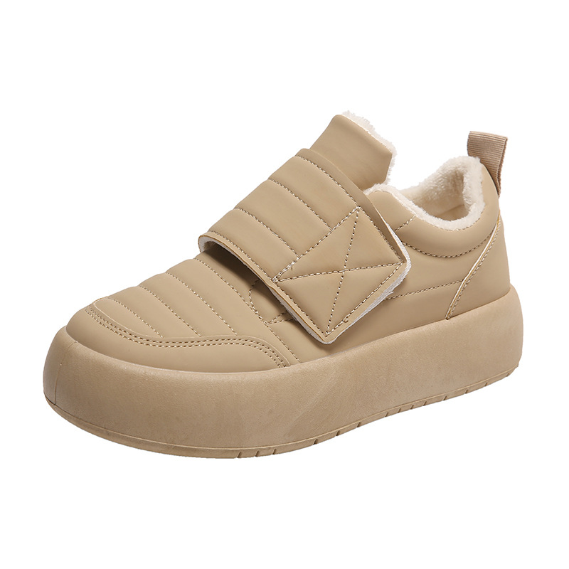 Chaussures blanches Velcro pour femmes 2023 automne et hiver mode décontractée plus baskets d'étudiant en velours chaussures de pain plates décontractées chaussures en coton_voghion.com