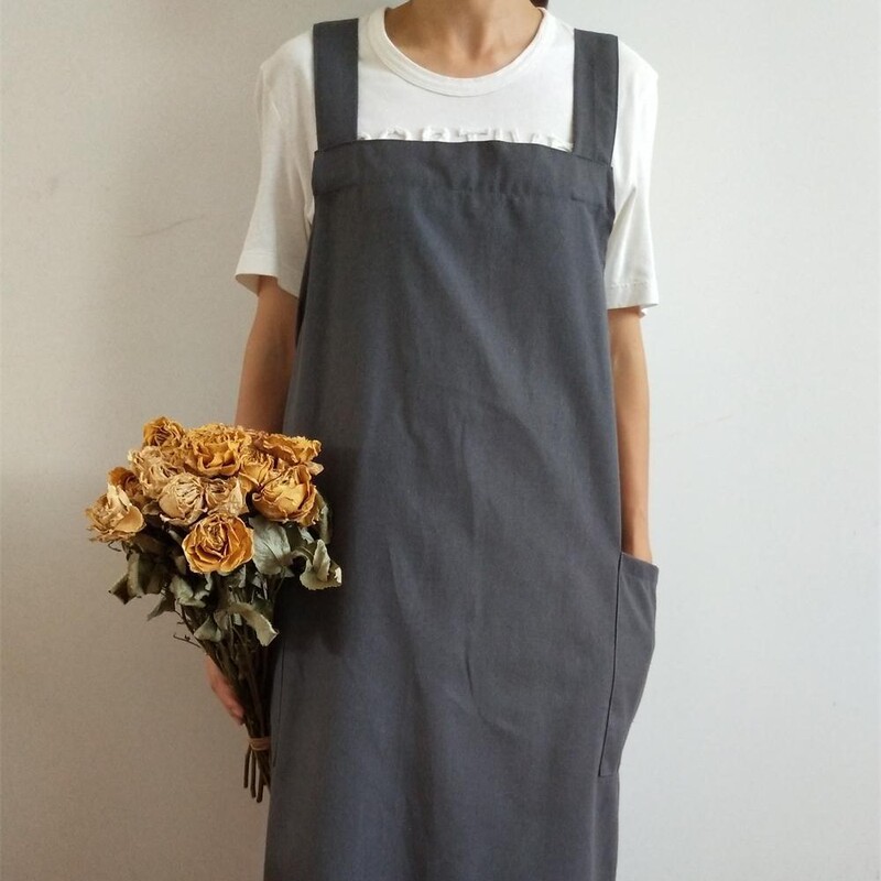 Summer Artistic Cotton and Linen Apron Long Home Baking Dessert Artist Floral Painting Art Apron Wholesale Customized