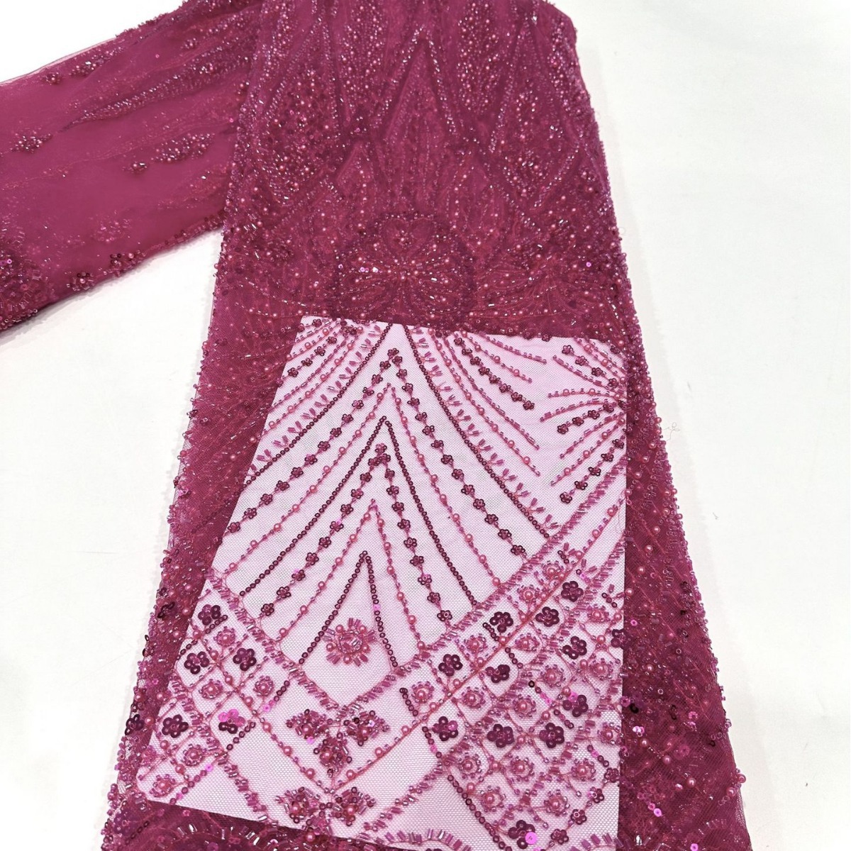 Tubo de perlas bordado por computadora bordado de lujo vestido de boda modelo de vestido de mujer falda de tela de corte comercio exterior transfronterizo