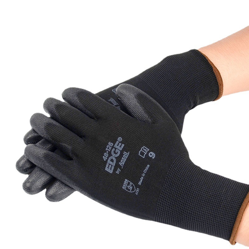 Ansier 48-126 estrellas PU Recubrimiento de Palma resistente al desgaste resistente a la rotura a prueba de pinchazos operación fina Guantes de protección