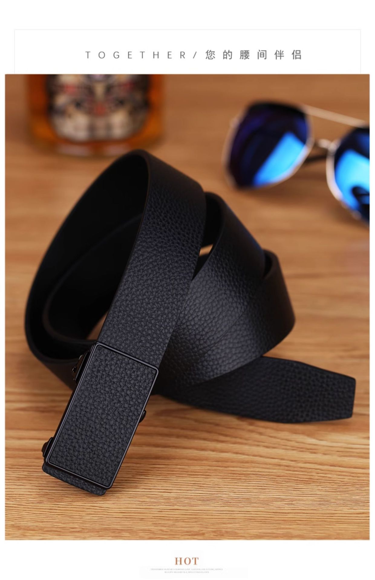 Men's Leather Belt New Style Genuine Cowhide Automatic Buckle Casual Trend Versatile Youth Men's Waist Belt Business Trouser Belt
