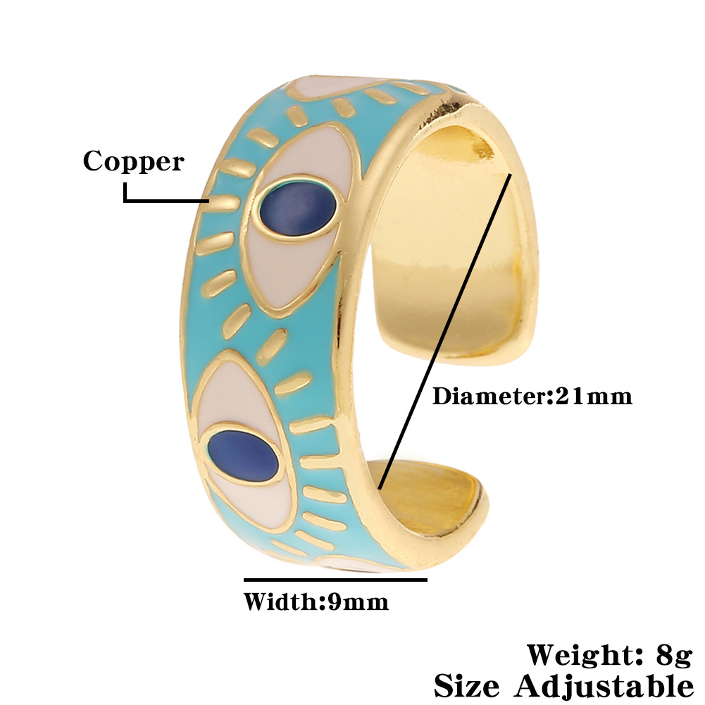 European And American Fashion Evil Eye Copper Ring Wholesale display picture 1