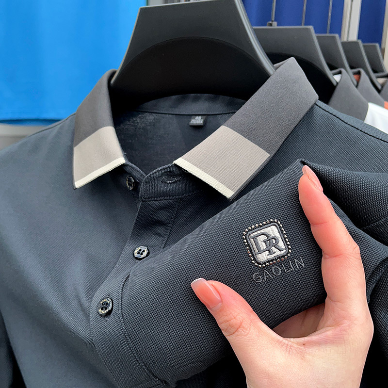 Camiseta de manga corta de algodón mercerizado verano de los hombres nuevos hombres de negocios Delgado Polo camisa papá camiseta Top batch