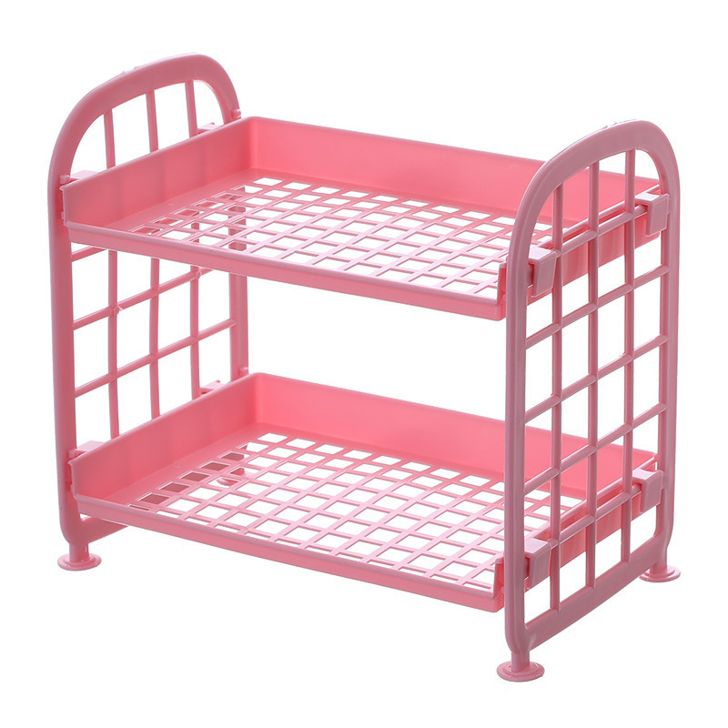 Estante de escritorio de plástico multicapa casero cocina estante de acabado hueco cosmético de doble capa estante de almacenamiento de baño