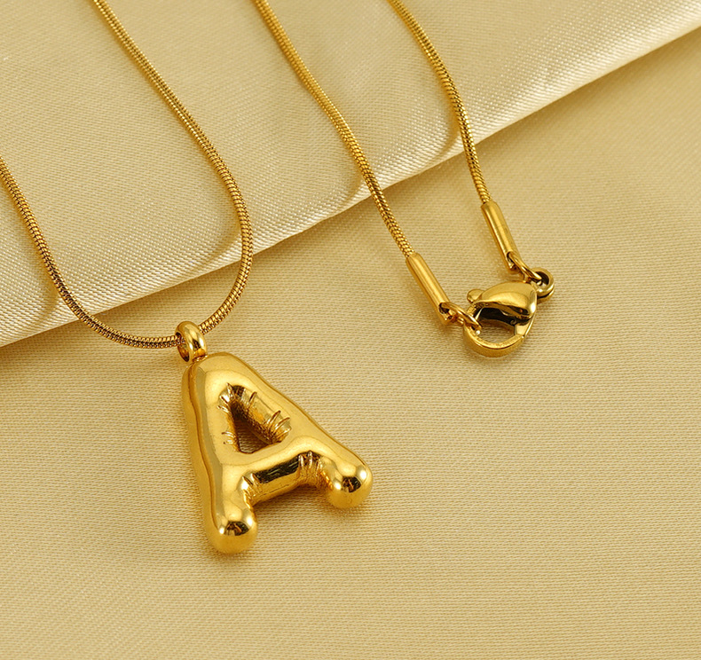 304 Stainless Steel Pendant Material Pendant Necklace Classification Titanium Steel Hip-Hop Letter Plating Pendant Necklace