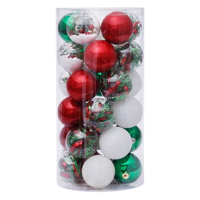 Transfronterizo en stock decoraciones de Navidad 6cm/30 piezas bola transparente traje de bola de Navidad árbol de Navidad colgante