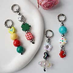 Nixi オリジナル新製品クリエイティブかわいい絶妙な花四つ葉のクローバー白い雲愛女の子小さなペンダントキーホルダー