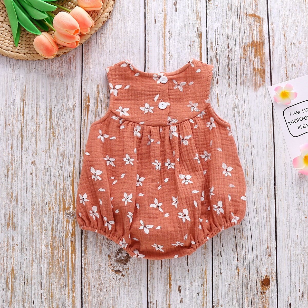 Cute Ditsy Floral Patchwork Cotton Baby Rompers display picture 3
