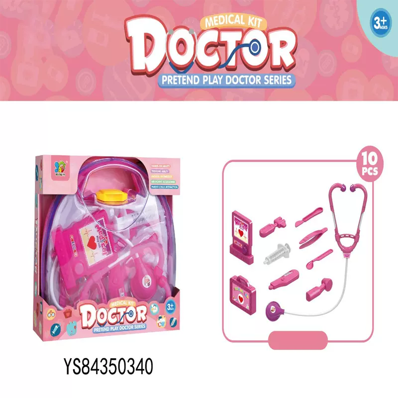 亚马逊跨境儿童医具套装手提盒仿真医疗器材听诊器针筒过家家玩具
