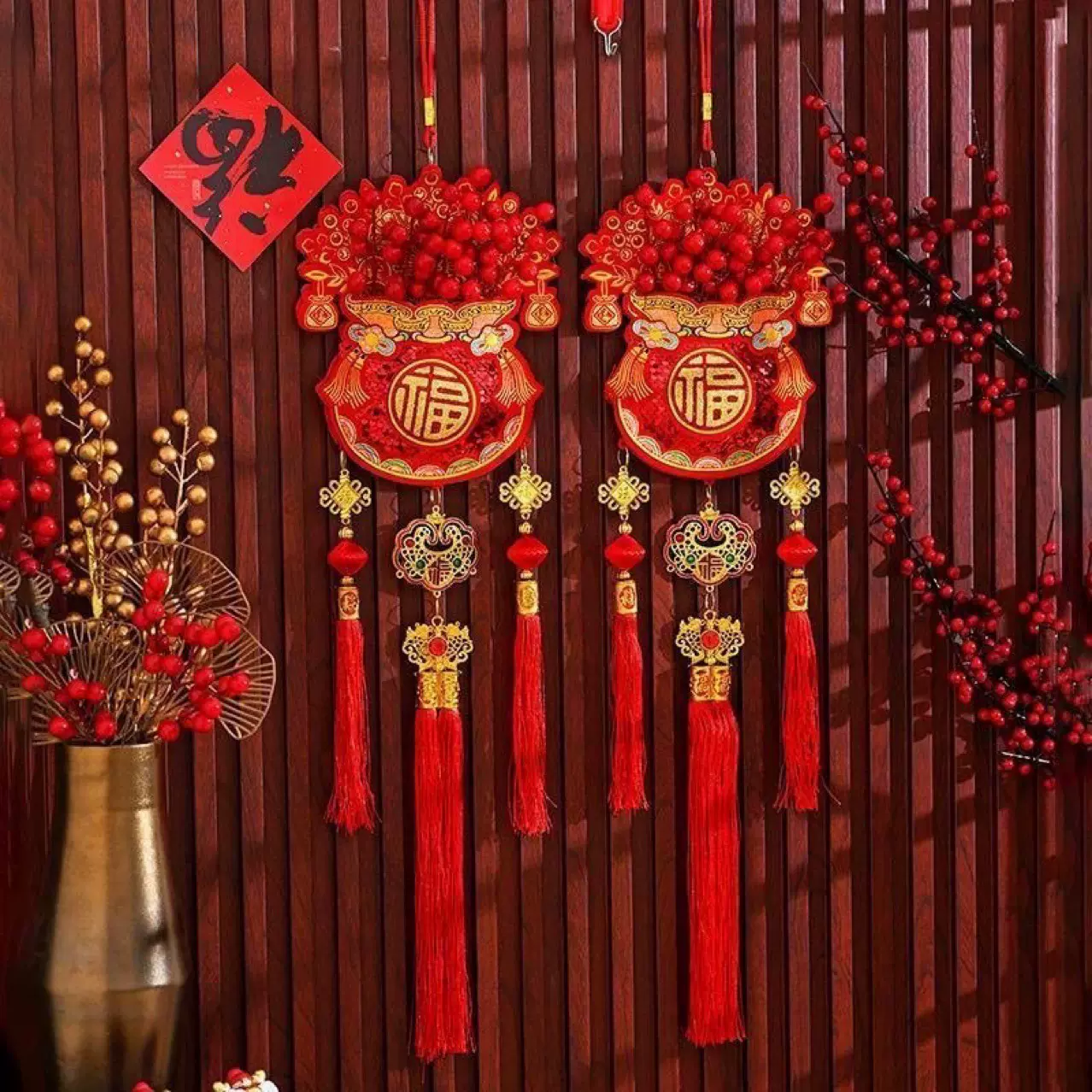 福袋挂件过年中国结辣椒鞭炮灯笼挂串春节客厅装饰品批发代发喜庆