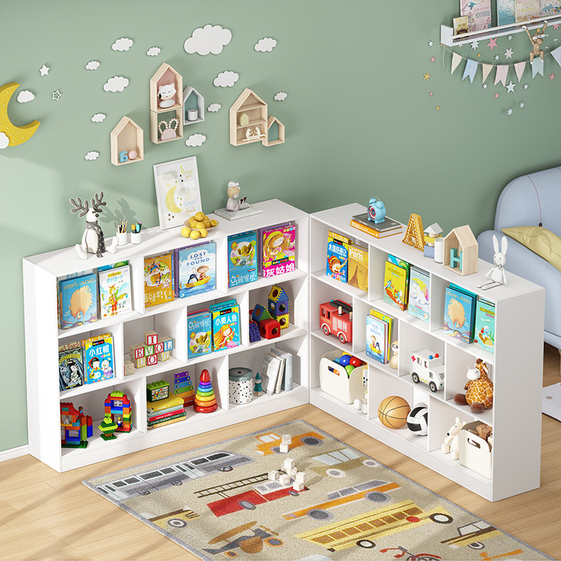 儿童书架落地靠墙客厅置物架幼儿宝宝绘本玩具收纳架卧室学生书柜
