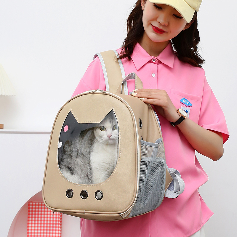 猫包双肩宠物包新款透明牛津布便携小型猫狗宠物背包太空舱大容量|undefined