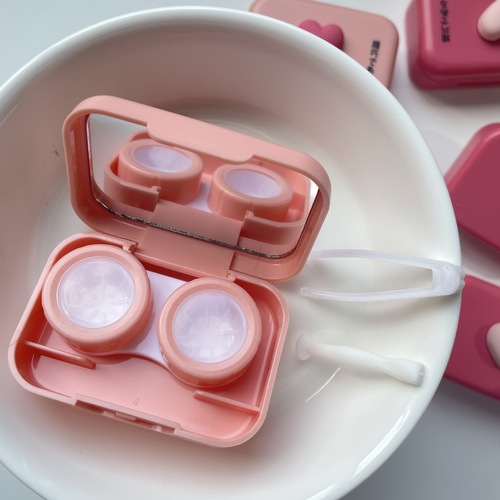 Red love storage box ins style contact lens box small and portable double companion box contact lens box BH225