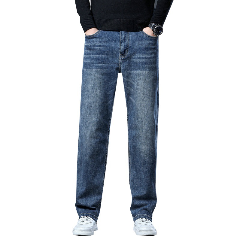 Ventas directas de fábrica de primavera y otoño Xintang pantalones elásticos para hombres jeans sueltos rectos pantalones largos para hombres de pierna ancha de marca de moda para hombres